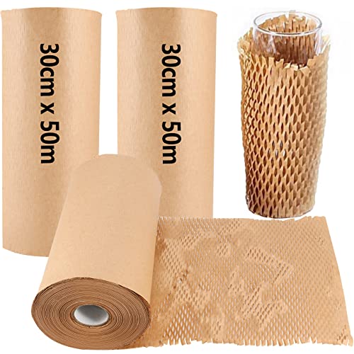 ZEONHEI 2 Stück 30cm x 50m Wabenpapier Verpackungspapier,...