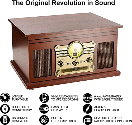 Platine Vinyle Bluetooth à Trois Vitesses et Haut-parleurs stéré, Convertisseur de Vinyle LP en MP3 avec CD, Lecteur de Cassette, Radio FM,Aux in et Prises Casque - Les Beatles, Paul McCartney, John Lennon, RIngo Starr, George Harrison Platine Vinyle Bluetooth à Trois Vitesses et Haut-parleurs stéré, Convertisseur de Vinyle LP en MP3 avec CD, Lecteur de Cassette, Radio FM,Aux in et Prises Casque – Image 3