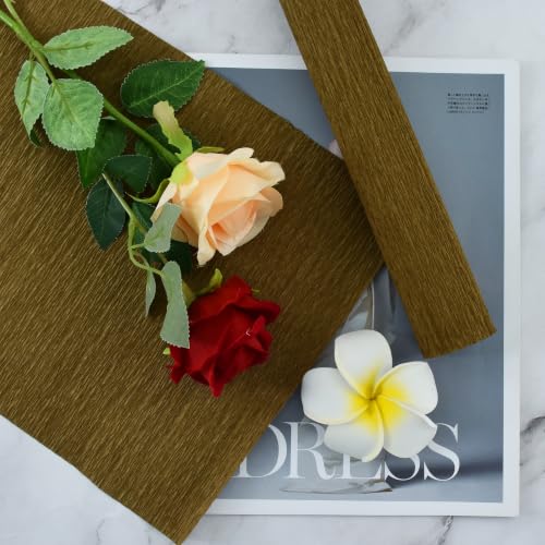 Image of BEISHIDA Dark Brown Crepe Paper Roll, 2 Rolls Crepe Paper Sheet for Craft
