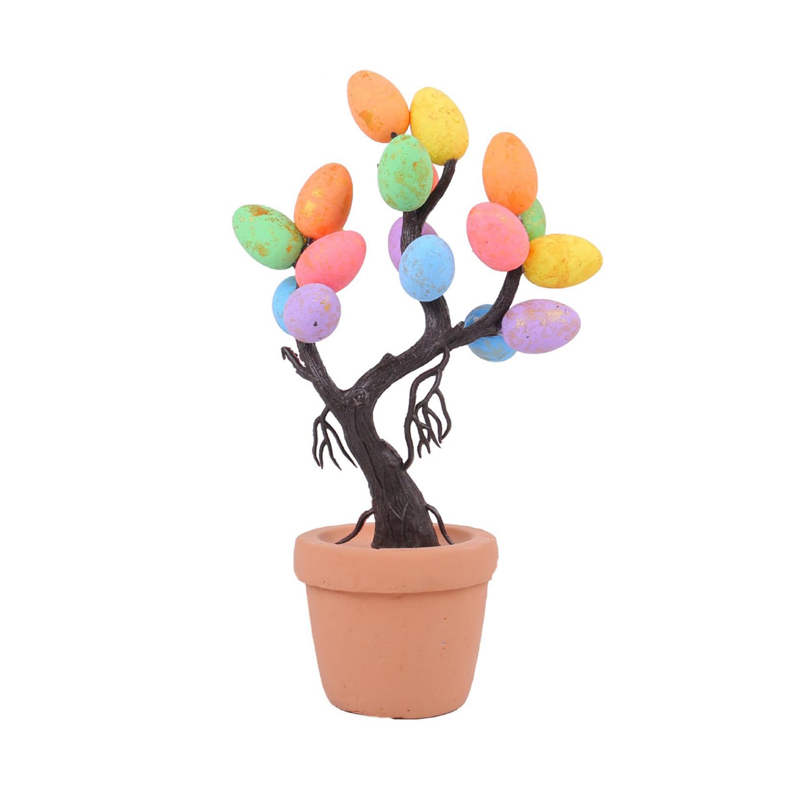 Realistic Easters Eggs Tree Ornament Potted Plant Tabletop Decoration Centerpieces for Dining Table or Workspaces Easy Placement Decoration