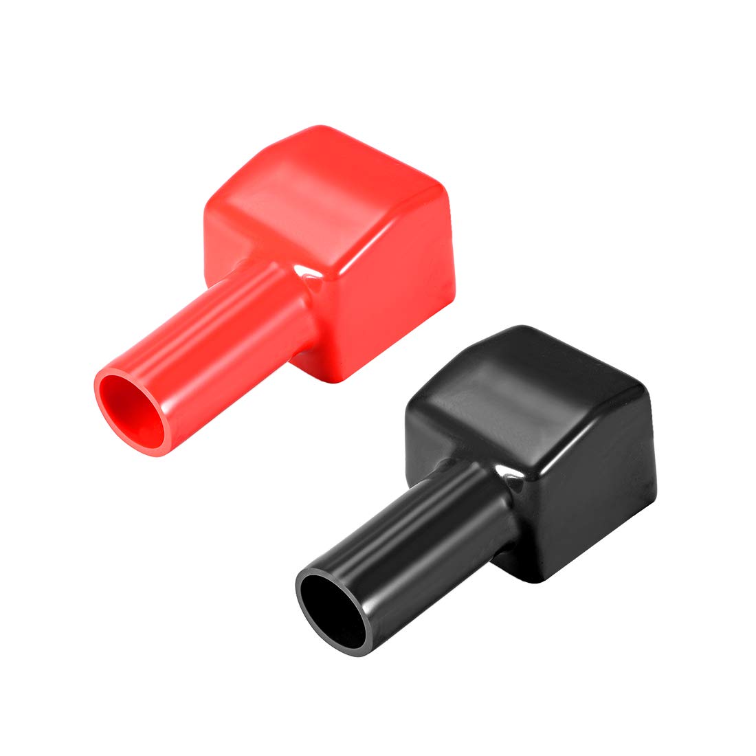 uxcell Battery Terminal Insulating Rubber Protector Covers for 20mm Cable 40mm Square Red Black 1 Pair