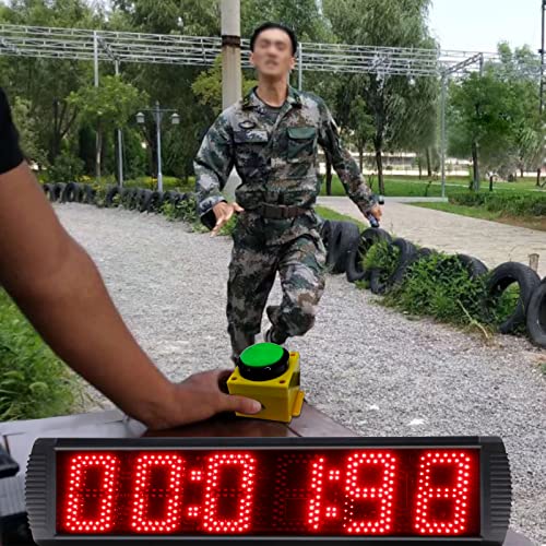 Ganxin 5 Inch 6-Digit Led Race Timing Clock, Running Event Gym Timer Clock For Countdown/Count Up,12/24 Hour Real Time Clock, Stopwatch With Remote Control,Portable Large Wall Clock (Red+Button) #TOP2