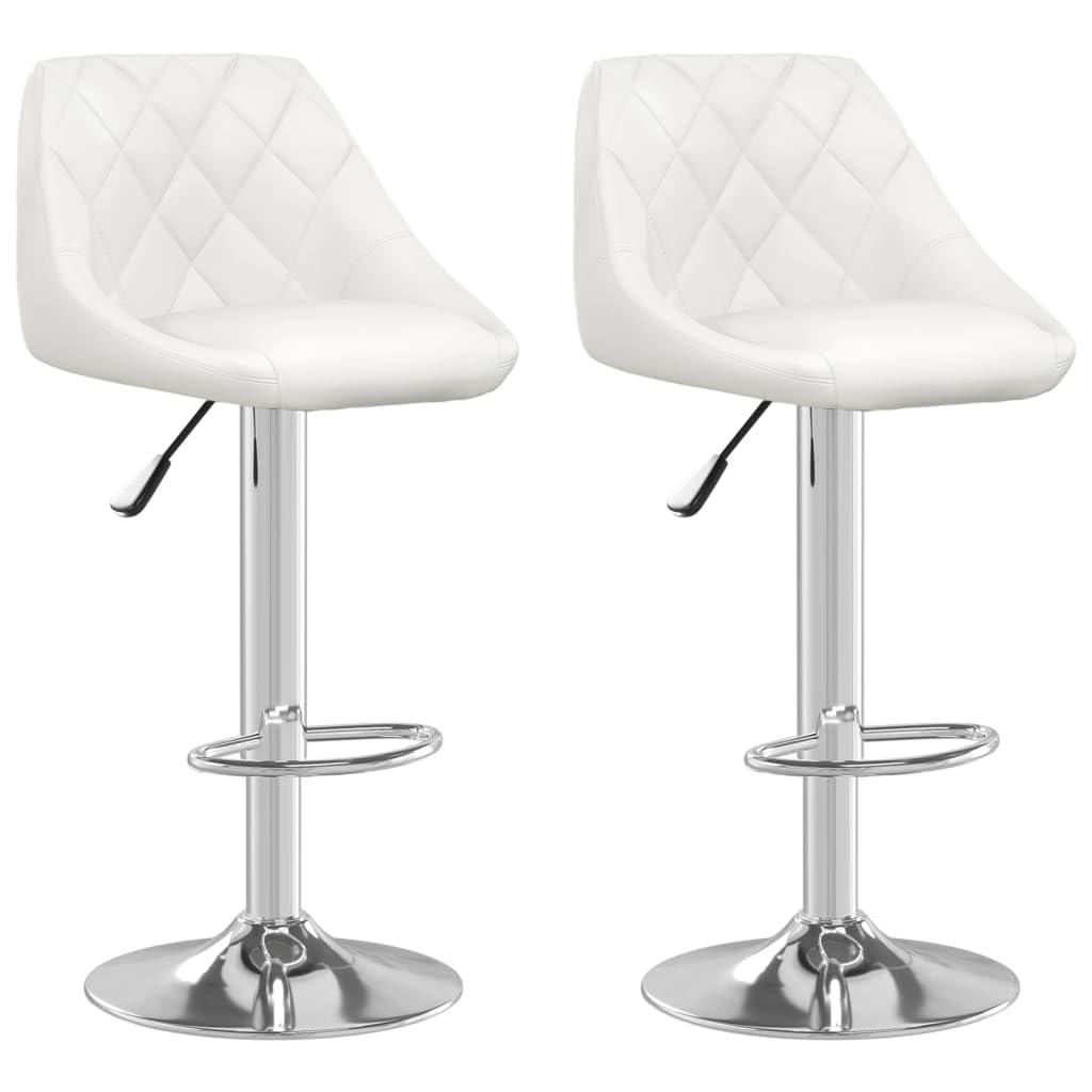 Tabourets de bar en similicuir blanc et acier chromé au design épuré chic