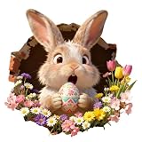 1 Sheet Easter Funny Eggshell Rabbit Flower Window Stickers Rabbit Window Stickers Easter Living Room Study Decoration Beautification Wall Decoration Supplies
