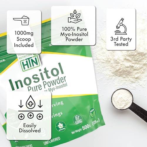 Image of Health Thru Nutrition Inositol Pure Powder and USA Made Shaker Bottle Bundle
