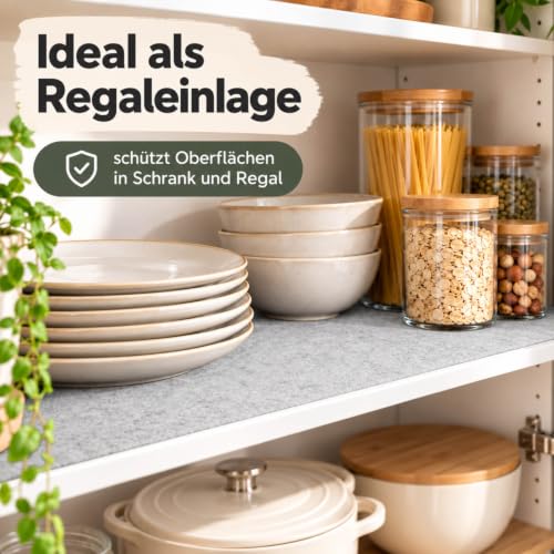 com-four® 3X Filzmatten zuschneidbar als Schrankeinlage, 44 x 150 cm, grau – Ansicht 2