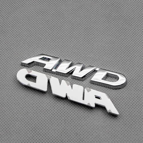 Image of 2pcs Metal Small AWD Emblem All Wheel Drive Logo Side Tailgate Wing 4wd Badge (Silver)