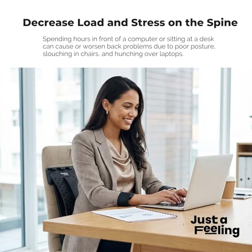 Image of Just A Feeling Back Stretcher Lower - Lumbar Support & Back Cracker w /Silicone & Foam Pads - Spinal Decompression Device for Sciatica, Herniated Disc, Back Popper for Back Pain w /Chair Strap