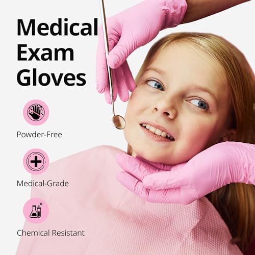 Image of SwiftGrip Pink Nitrile Gloves, 3-mil, Industrial Gloves Disposable Latex Free, for Cleaning & Esthetician, Rubber Powder-Free, 1000-ct Case (Medium) Medium (Pack of 1000)