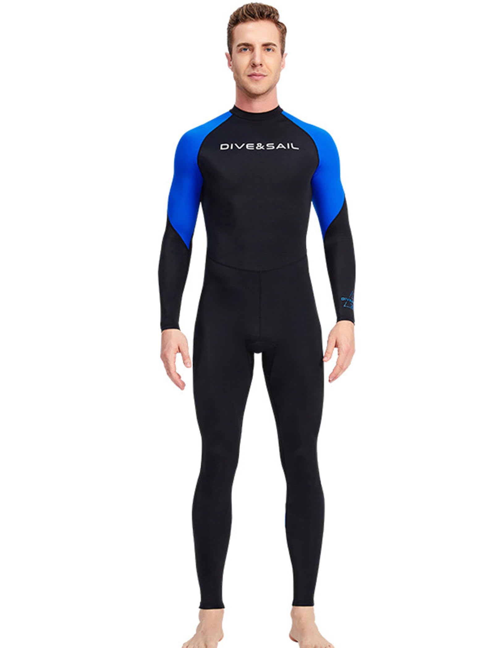 Neoprene Suit Uomo Lungo Tuta Subacquei Protezione Uv Costume Bagno Maniche Lunghe Costume Monopezzo Abbigliamento Bagno Snorkeling Surfing E Nuoto Blu 3XL