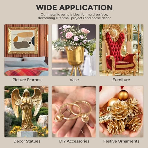 Image of Nicpro Metallic Gold Acrylic Paint, 8.45oz /250ml Large Gold Leaf Paint