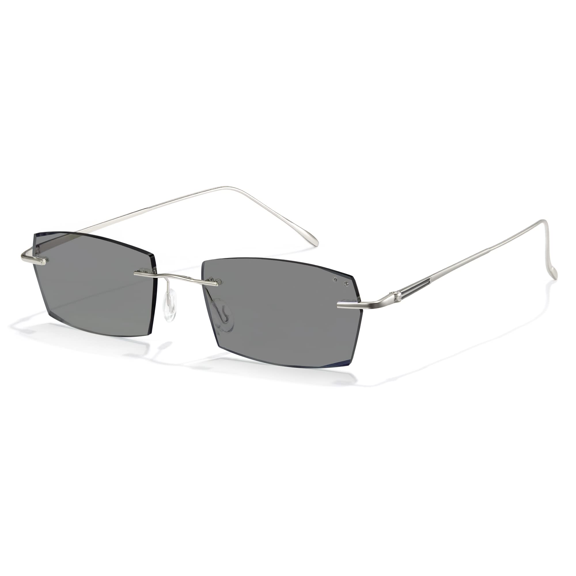 Cyxus Photochromic Rimless Blue Light Glasses Silver UV Protection