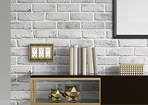 Image of Sunken Pearls Heavy Duty Decorative Wall Plate Switch Plate Outlet Cover (Triple Decorator, Antique Brass)