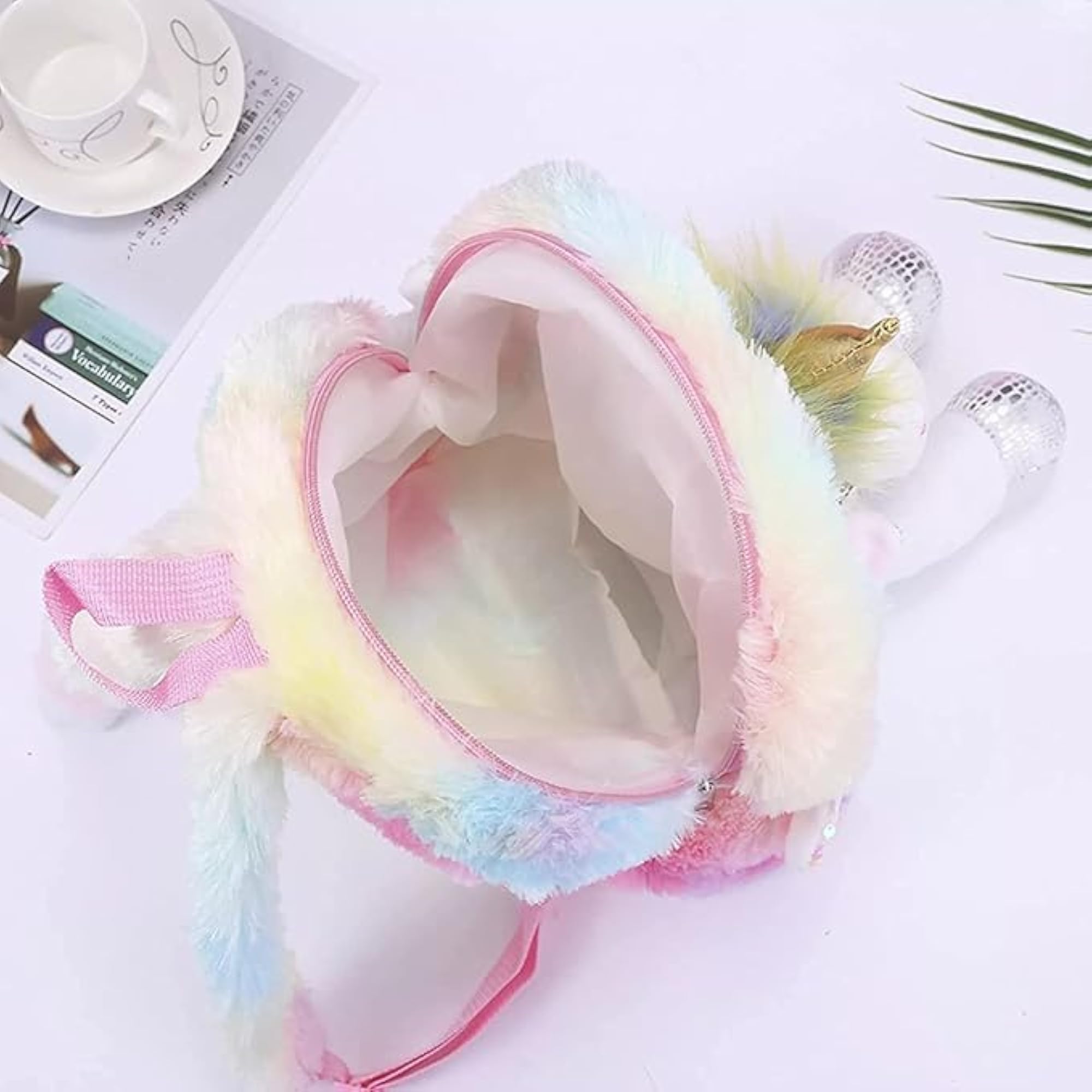 Unicorn Mini Backpack for Girls, Soft Furry School & Picnic Bag