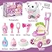 G.C Cat Toys for Kids Girls, Electronic Interactive Stuffed Cat Walk Meow and Wag Tail with Stroller Pet Care Accessories Toys Pretend Play Birthday Gifts for Toddlers Girls 3 4 5 6 7 8 Year Old