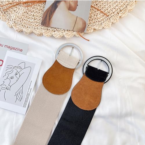 Fashion Wide Stretchy Cinch Belt for Women Retro Vintage Chunky Buckle Elastic Belts for Dress3