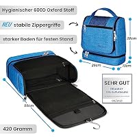 DELAWAY XXL Kulturbeutel zum Aufhängen [Design 2026] Große Kulturtasche für Damen, Herren mit Kofferhalterung und separatem Nassfach - Waschtasche für Männer & Frauen (Hellblau Neu) – Ansicht 3