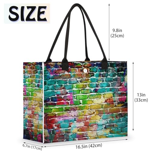 Art Brick Wall Tote Bag for Women Large Beach Bag Reusable Tote Bags for Work Travel Beach Shopping2