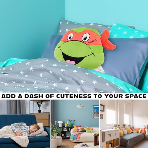 Image of Teenage Mutant Ninja Turtles Plush Cushion Pillow, Soft Plush Throw Pillow Cute Fluffy Cushion Bedroom Decor, Gifts for Teens, Women (Green TMNT, L15 x W13.4)