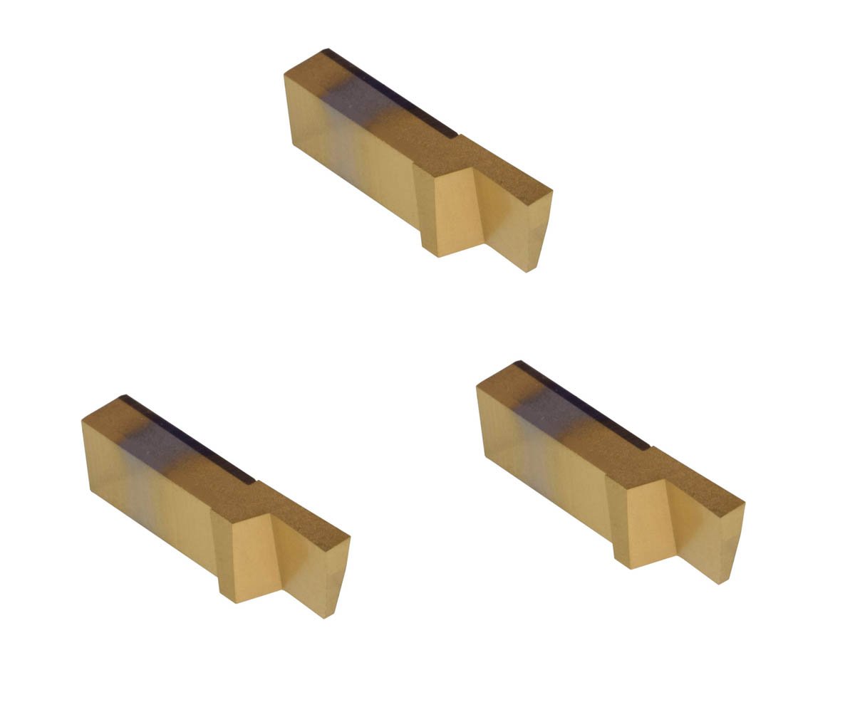 3 Pack LGT087D2RC, .087" Width, .218" Depth, TiN Coated Carbide, Sharp Corner, THINBIT Grooving Insert for Steel, cast Iron and Stainless Steel with Interrupted cuts