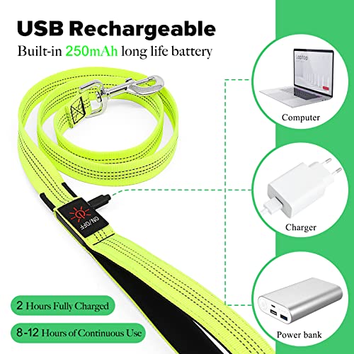 Illumifun LED Dog Leash, USB Rechargeable Glowing Light Up Dog Leash, Nylon Flashing Safety Pet Light for Night Walking (GreenⅡ) by Illumifun - Used condition - Image 3