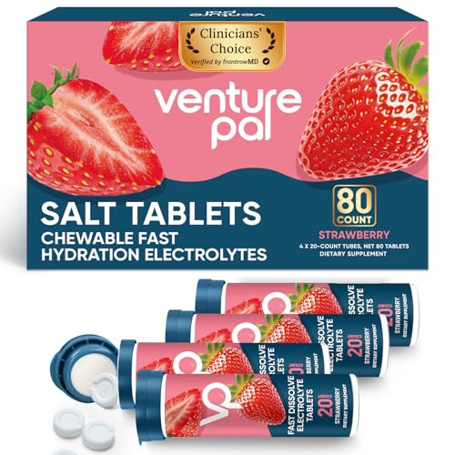 Venture Pal Chewable Electrolyte Tablets, 80 Count Fast-Dissolve Sugar-Free Stick Salt...