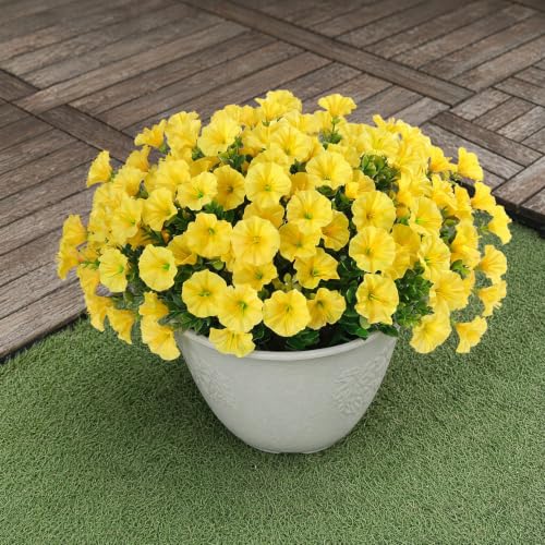 NINTYNINE 12 Bundles Artificial Flowers for Outdoors UV Resistant Yellow — view 6