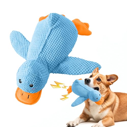 Hshenjhu Anatra Blu Giochi per Cani, Giochi con Squeak per Cani, Giocattoli per Cuccioli da Mastica, Peluche per Dog Indistruttibile, per Dog di Piccola e Media