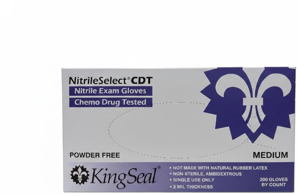 KingSeal NitrileSelect Exam Gloves, Medical Grade, Powder Free, 3 MIL Thickness, Violet Blue, Chemo Drug & Fentanyl Tested