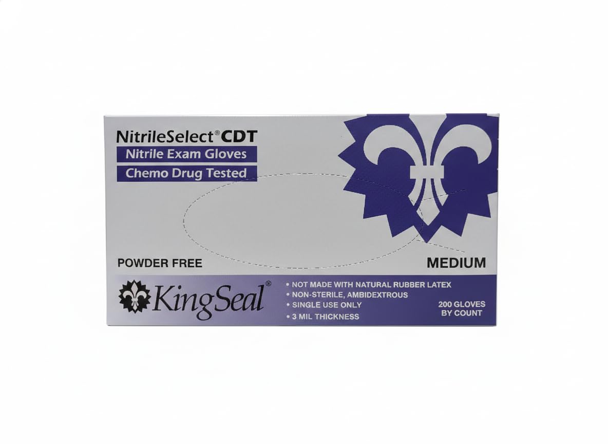 KingSeal NitrileSelect Exam Gloves, Medical Grade, Powder Free, 3 MIL Thickness, Violet Blue, Chemo Drug & Fentanyl Tested
