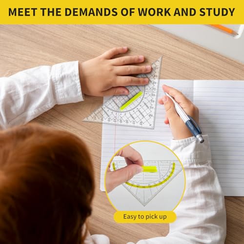 SHBAOCH Geodreieck Set, 2 Stück 22 cm und 16 cm Geometriedreieck mit Griff, Flexibles Geodreieck für Technisches Zeichnen Mathe und Kunst