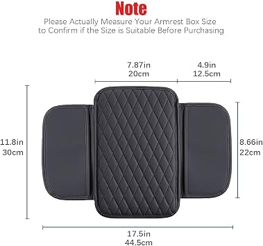 ESKONKE [Upgraded] Car Center Console Cover with 2 Storage Bags - Premium Nappa Leather Armrest Cover, Scratch & Wear Resistant, Waterproof Car Interior Accessories (Black)