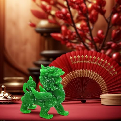 Figura Decorativa Feng Shui Pi Yao Verde Jade miniatura 3