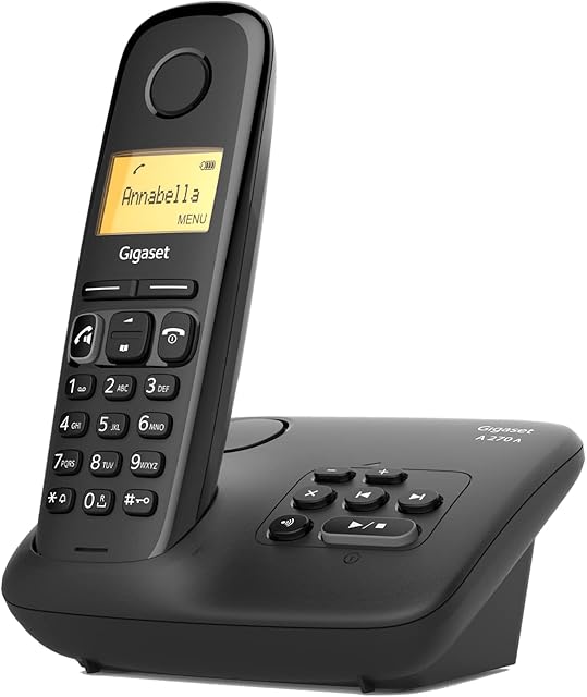 Gigaset A270A - Basic Cordless Home Phone with Big Display, Answer Machine and Speakerphone - Black
