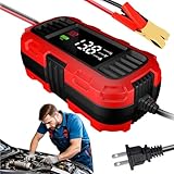 Trickle Charger for Motorcycle,12V Automotive Trickle Charger | Digital Display Intelligent Detection Smart Car Battery for Automobiles, Lawnmowers