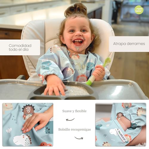 Miniatura 3 de Nombear Baberos Bebé Impermeables Con Mangas - Babero Con Mangas Impermeable Para Blw, Desde 6 Meses, Fácil De Limpiar Y De Secado Rápido