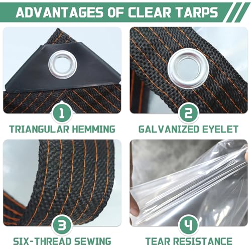 Lona transparente impermeable de plástico resistente para frío y viento 4