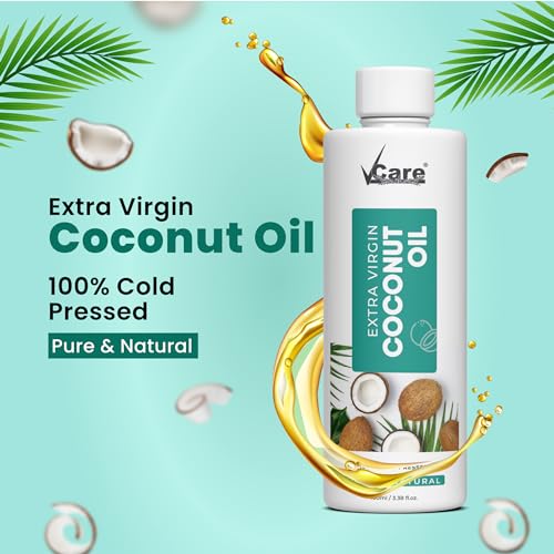 Image of VCare Ayurvedic Hair Growth Vitalizer and Pure Coconut Oil 100ml for Women and Control Dandruff, Itching, Reduces Hair Fall,Moisturizing Hair Growth Oil Ideal For All Type Skin Hair Care 1+1 Combo
