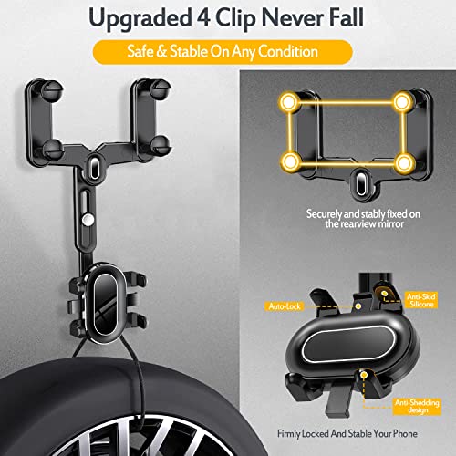 Rear View Mirror Car Phone Holder, Anti-Shake Multifunctional Rearview Mirror Phone Holder For Car, Rearview Holder – Rotatable And Retractable Car Phone Holder Mount, Phone Mount For Car #TOP2