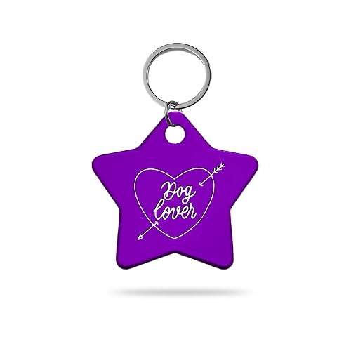 MACOS Engraved Personalised Star Pet Tag for Dogs and Cats [Purple]