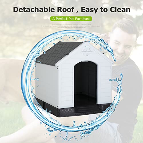 image for BestPet 39Inch Large Dog House Insulated Kennel Durable Plastic Dog Ho