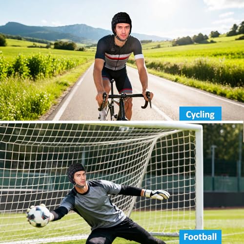 TUKEVA Rugby Kopfschutz Torwarthelm Torwarthelm kopfschutz Helm Unisex Rugby Kopfschutz Verstellbares Design Eva Schwamm entworfene Löcher für Fußball, Hockey, Skateboard, Rollschuhlaufen (Schwarz)
