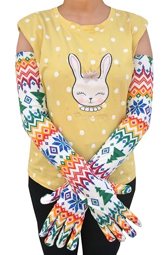 Image of Women's Driving Gloves, Printed Cotton Full Hand Summer Gloves for Protection from Sun Burn /Heat /Pollution (Pack of 1 Pair)