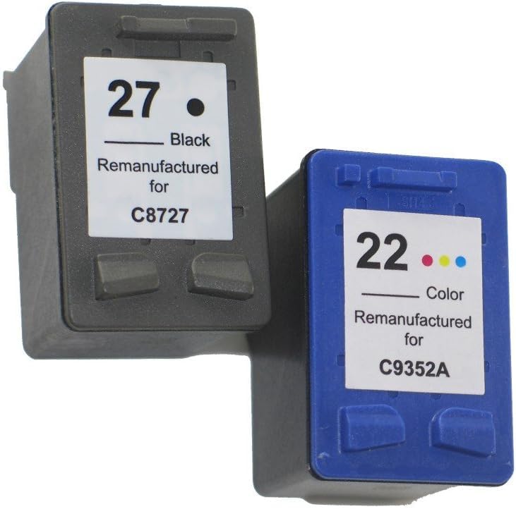 D&C 2 Druckerpatronen Refill Tinten für HP OfficeJet 5600 5605 4300 5610 ersetzen HP27 und HP22 C8727AE C9352AE