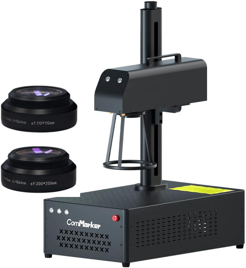 B4 50W Fiber Laser Engraver Machine, LightBurn Compatible Laser Engraving with 2 Different Size Lens,2-in-1 Desktop and Handheld Fiber Laser Marking Machine for Jewelry,Sliver,Gold,Tumblers