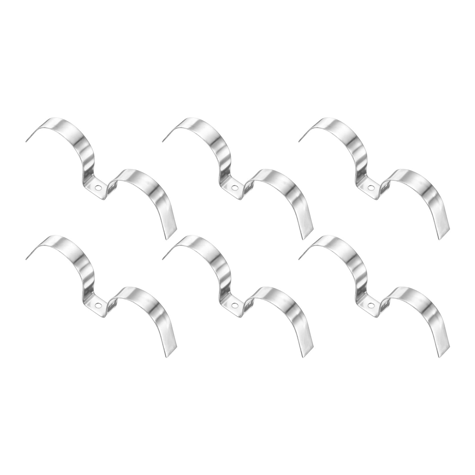 sourcing map 6 Pcs Stainless Steel Double Line Clamp 60 mm / 2-3/8 inch Fuel Lines Clips M-Shape Mounting Clip for Brake Fuel Lines Tubes Wire Pipe Cord Installation, Silver