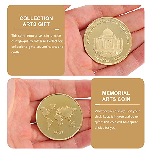 Cabilock Moeda Da Lembrança Das Sete Maravilhas Do Mundo Moeda Comemorativa de Ouro Chapeado 2021 Li