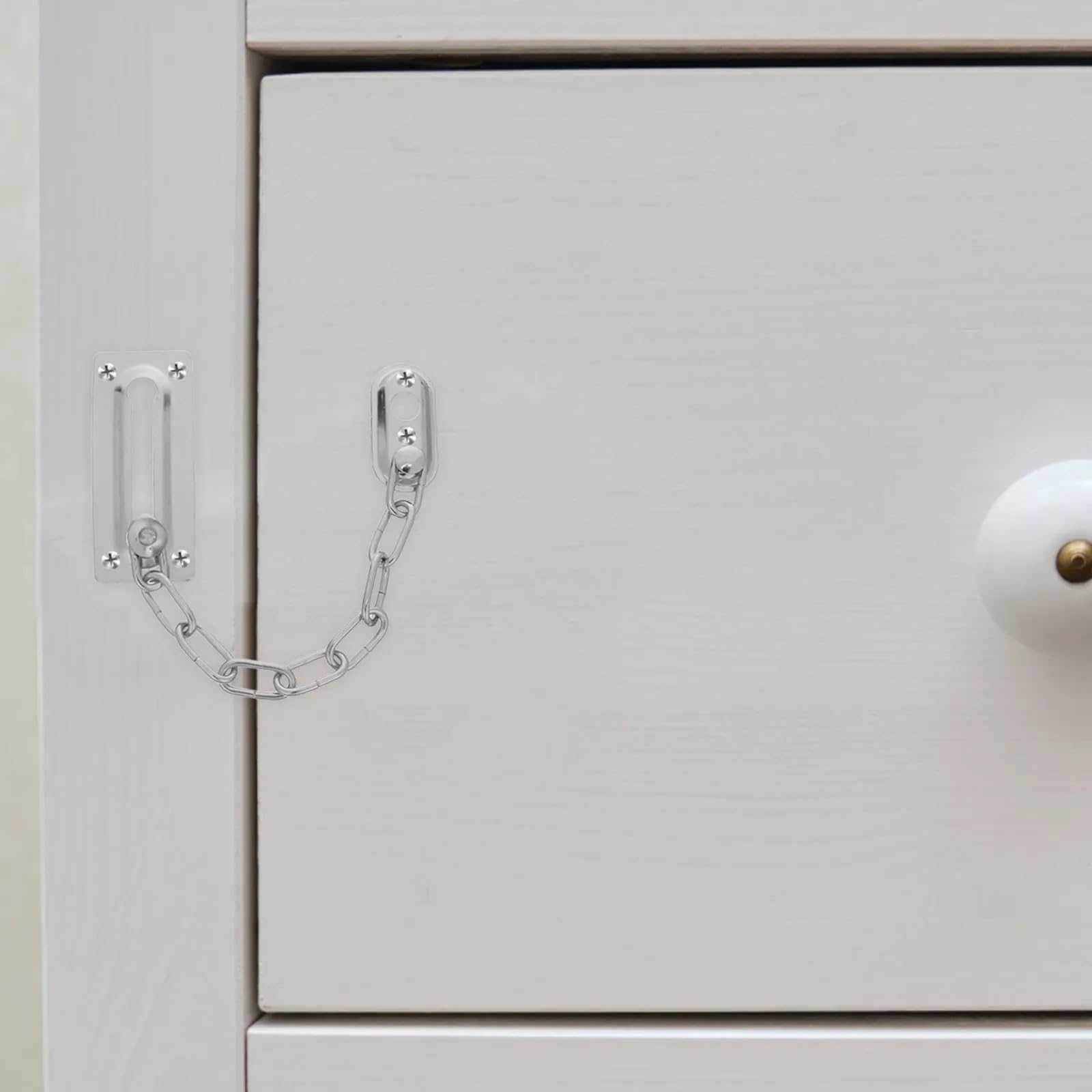Loquet De Sécurité De Serrure De Chaîne De Porte En Fer 4 Pièces
