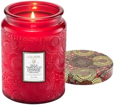 Voluspa Goji Tarocco Orange Large Scented Candle Jar 18 Oz, 100 Hr Burn