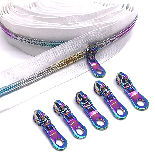 Goyunwell #5 Zipper Pulls Metal Rainbow Zipper Pull Head Slider Bulk 26pcs Coloful for Nylon Coil Zippers Purse Handbag Making Craft Sewing - Thumbnail 7